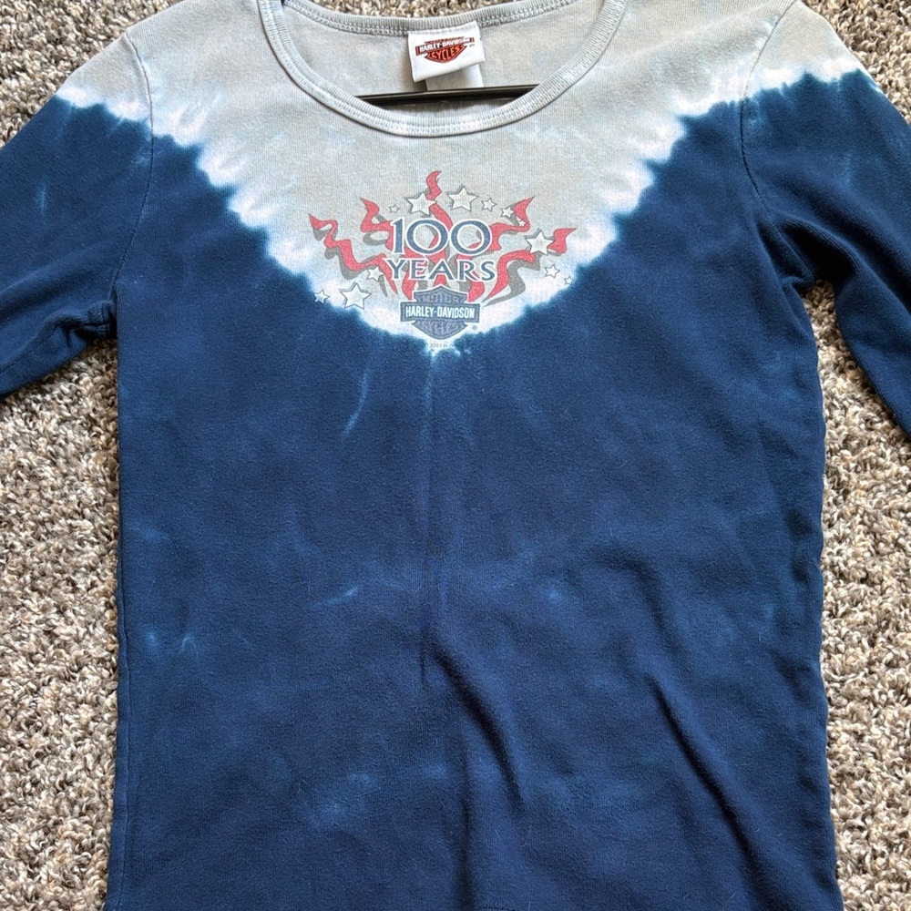 Harley-Davidson Navy & Light Blue Tie-Dye Long Sleeve Tee